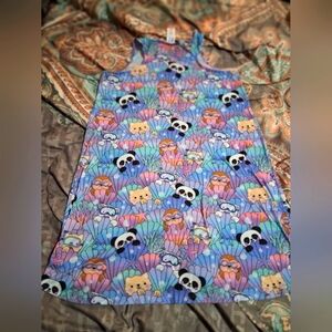 Colorful Animal Print Sleeveless Summer Nightgown Girls Size XL 14 PJs